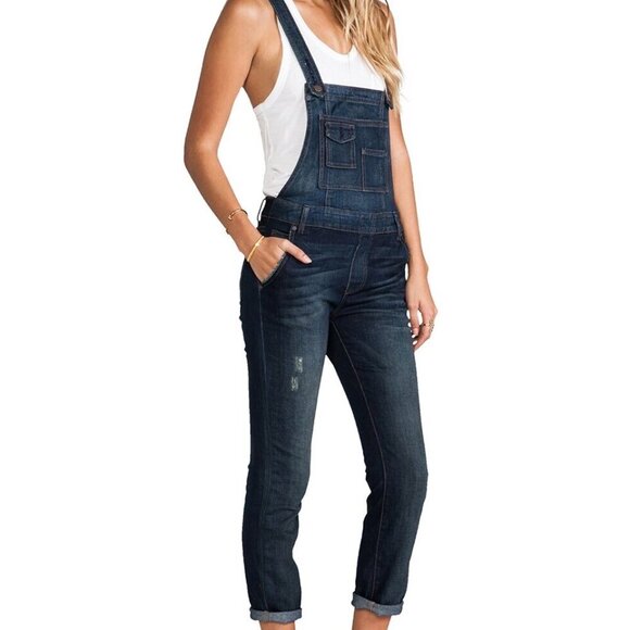 Free People Cross Strap Denim Overalls 26 - Picture 2 of 15